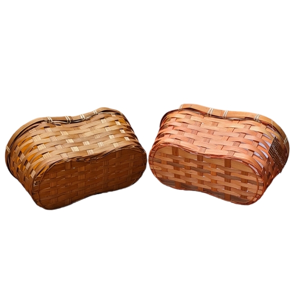 Burton & Burton Set of 2 Brown & Peach Colored Peanut Shaped Planter Baskets - Picture 4 of 10